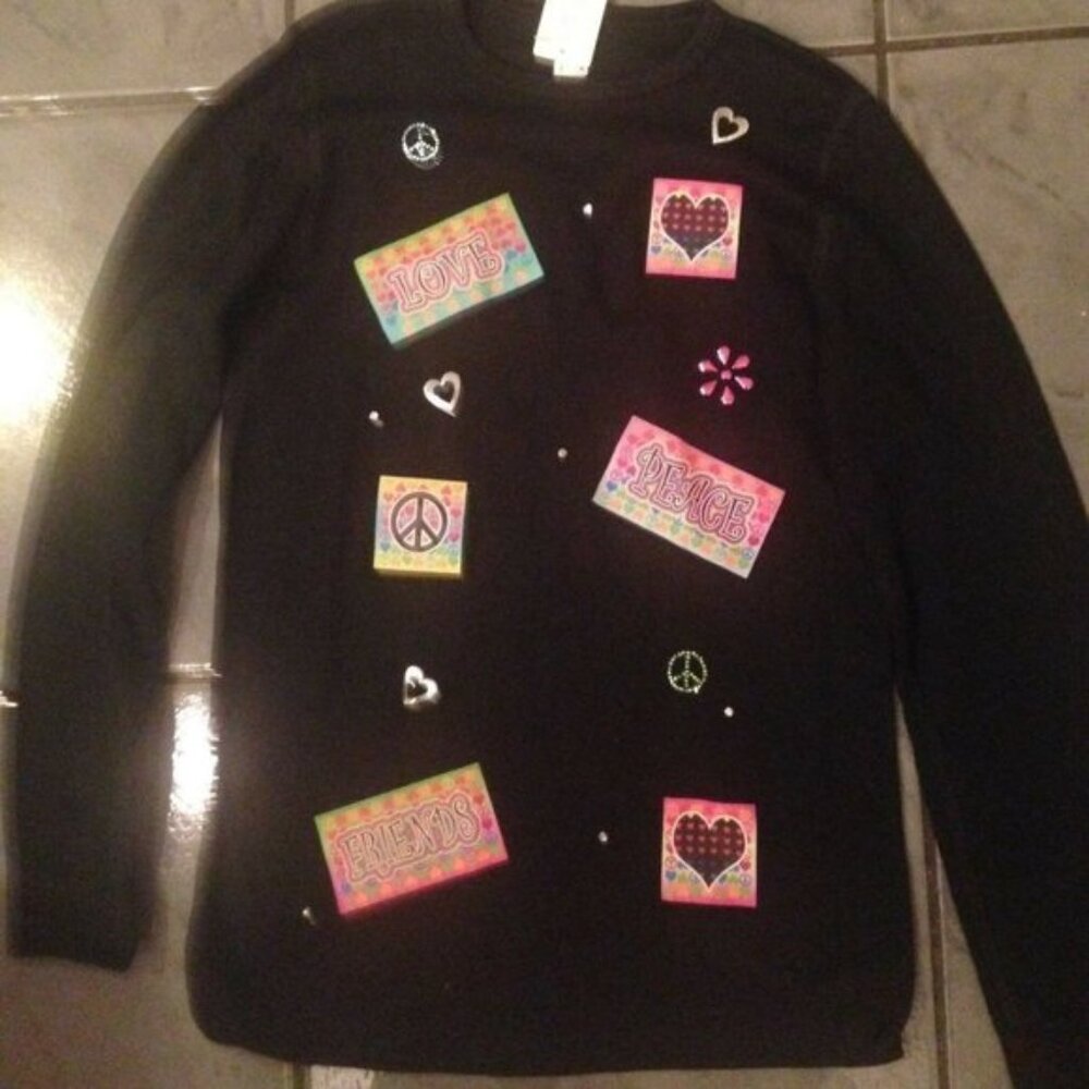 AMERICAN APPAREL THERMAL RHINESTONE PEACE SIGN SIZE 12
